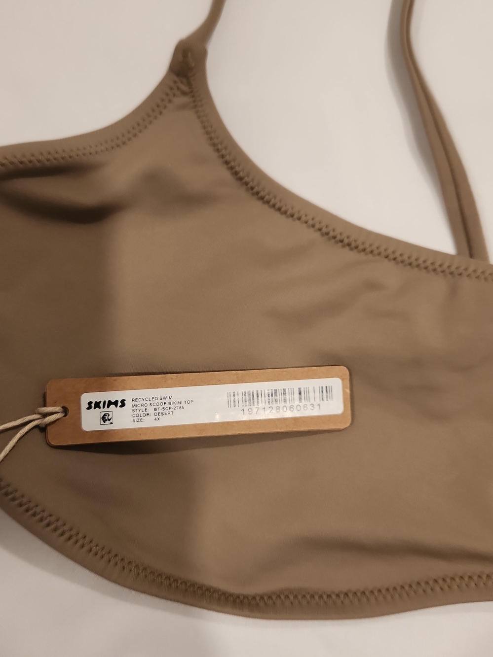Skims Swim Micro Scoop Bikini Top Size 4X NWT Neutral Brown Swimwear Plus Size